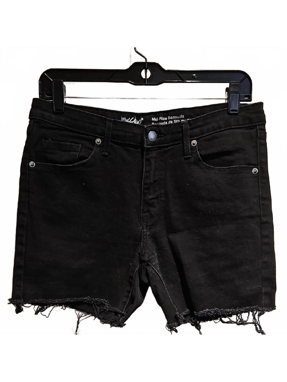 Mossimo Supply Co Black Bermuda Shorts With Frayed Hems. Size 10. Power Stretch